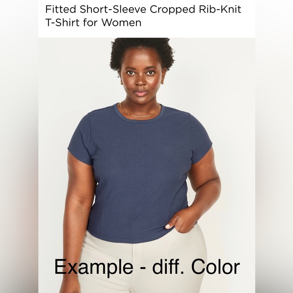 Old Navy Green Fitted Short-Sleeve Cropped Rib-knit T-shirt. Women’s size 2X - Picture 6 of 8